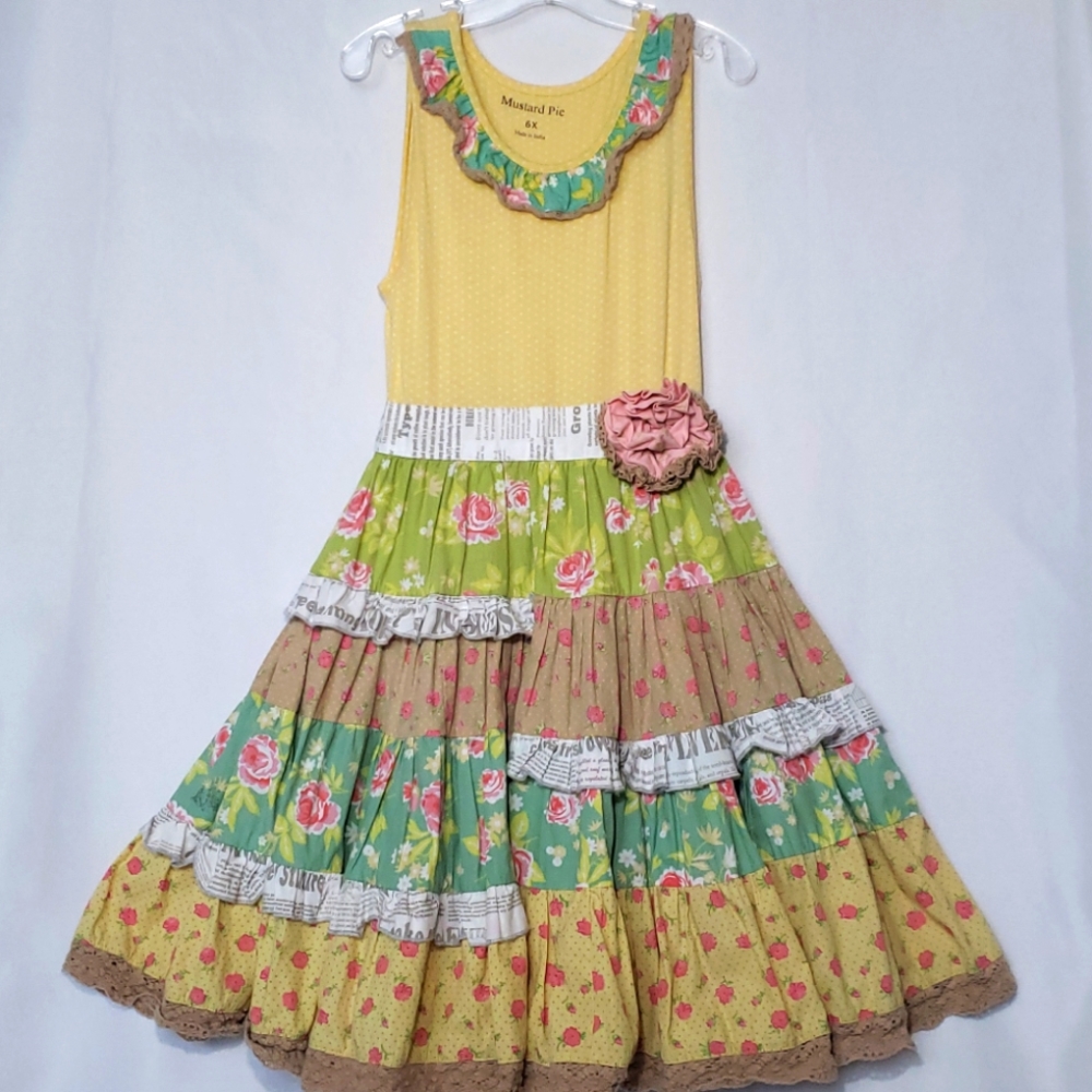 Mustard Pie tree & flower planting garden inspired dress 6x Easter dress